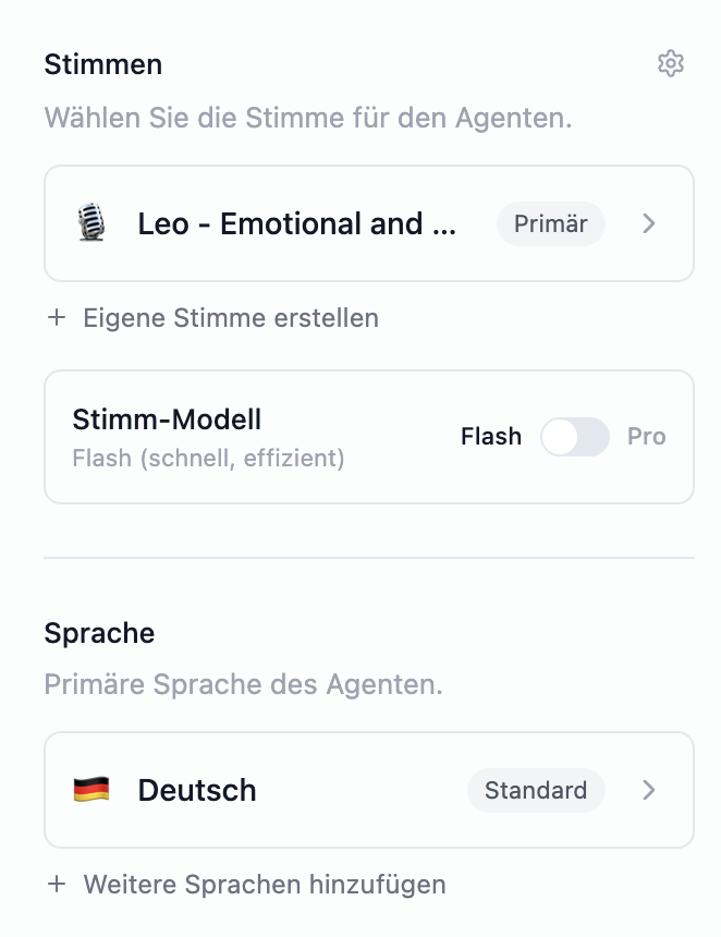 VOISA Stimmenauswahl UI